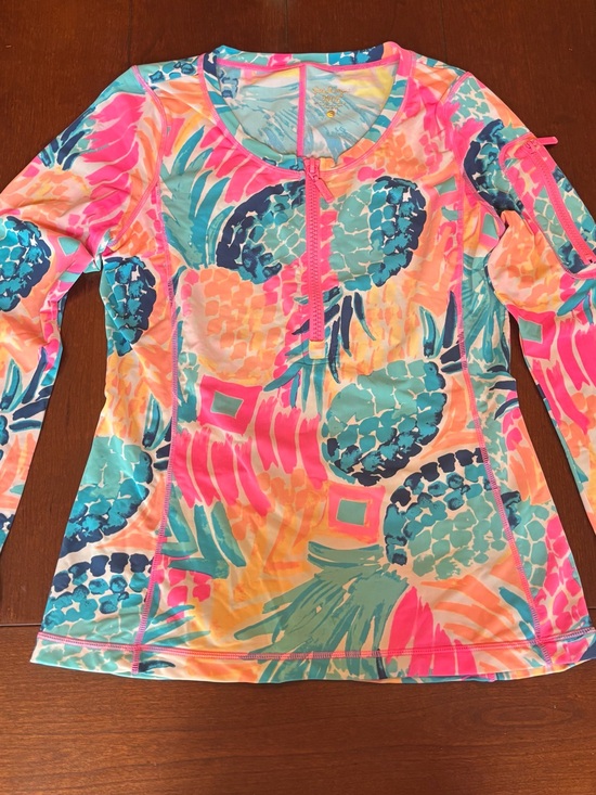 Lilly Pulitzer Tops - Lilly Pulitzer Luxletic Marion Half-Zip Pullover Pineapple Palm Sunguard Size Sm